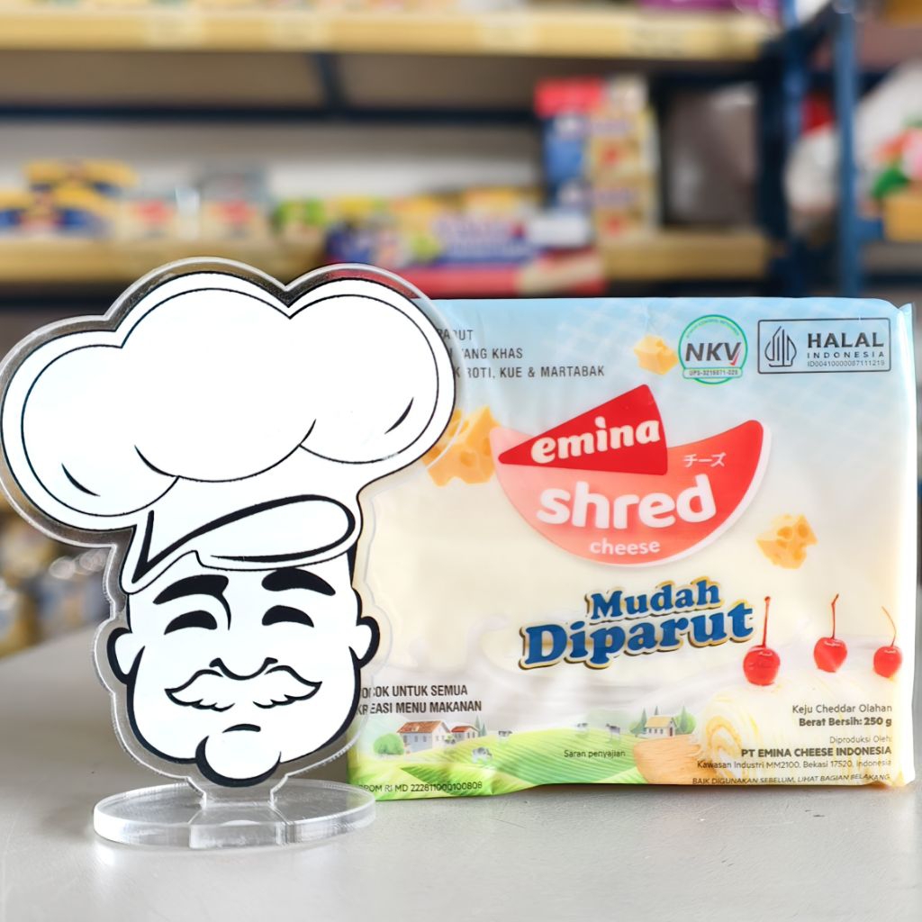

Emina Shred Cheese 250Gr / Keju Parut Emina / Keju Cheddar Emina