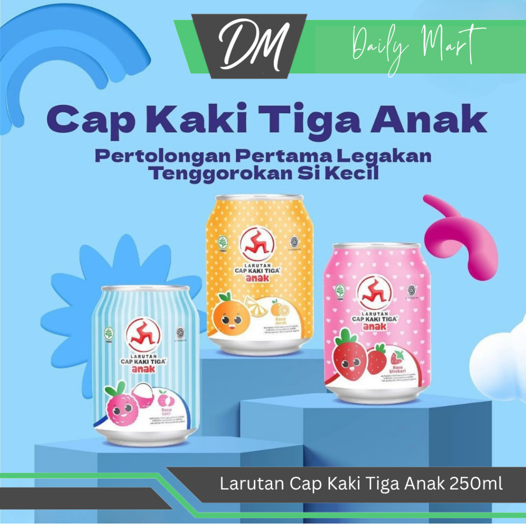 

Larutan Cap Kaki Tiga Anak Kaleng All Variant - Minuman Penyegar Rasa Stroberi/Jeruk/Leci Original Murah