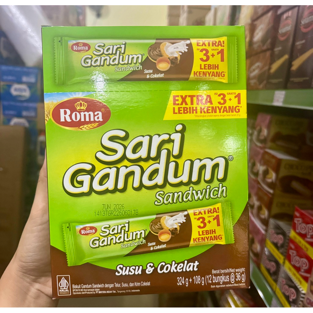 

Roma sari gandum kemasan besar per box isi 12 pcs x 36gr