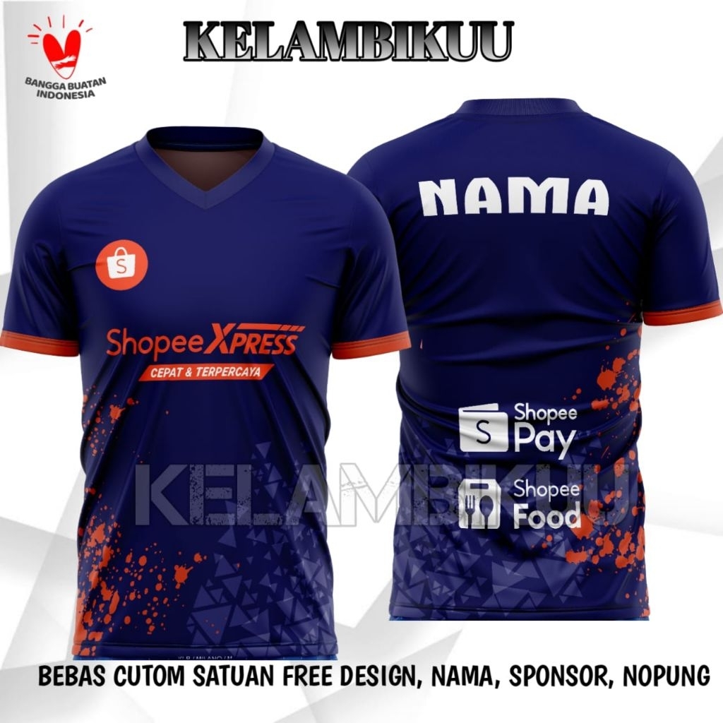 JERSEY SHOPEE PRINTING TERBARU/KAOS JERSEY KURIR SHOPEE CUSTOM/BAJU KAOS KURIR SHOPEE MURAH