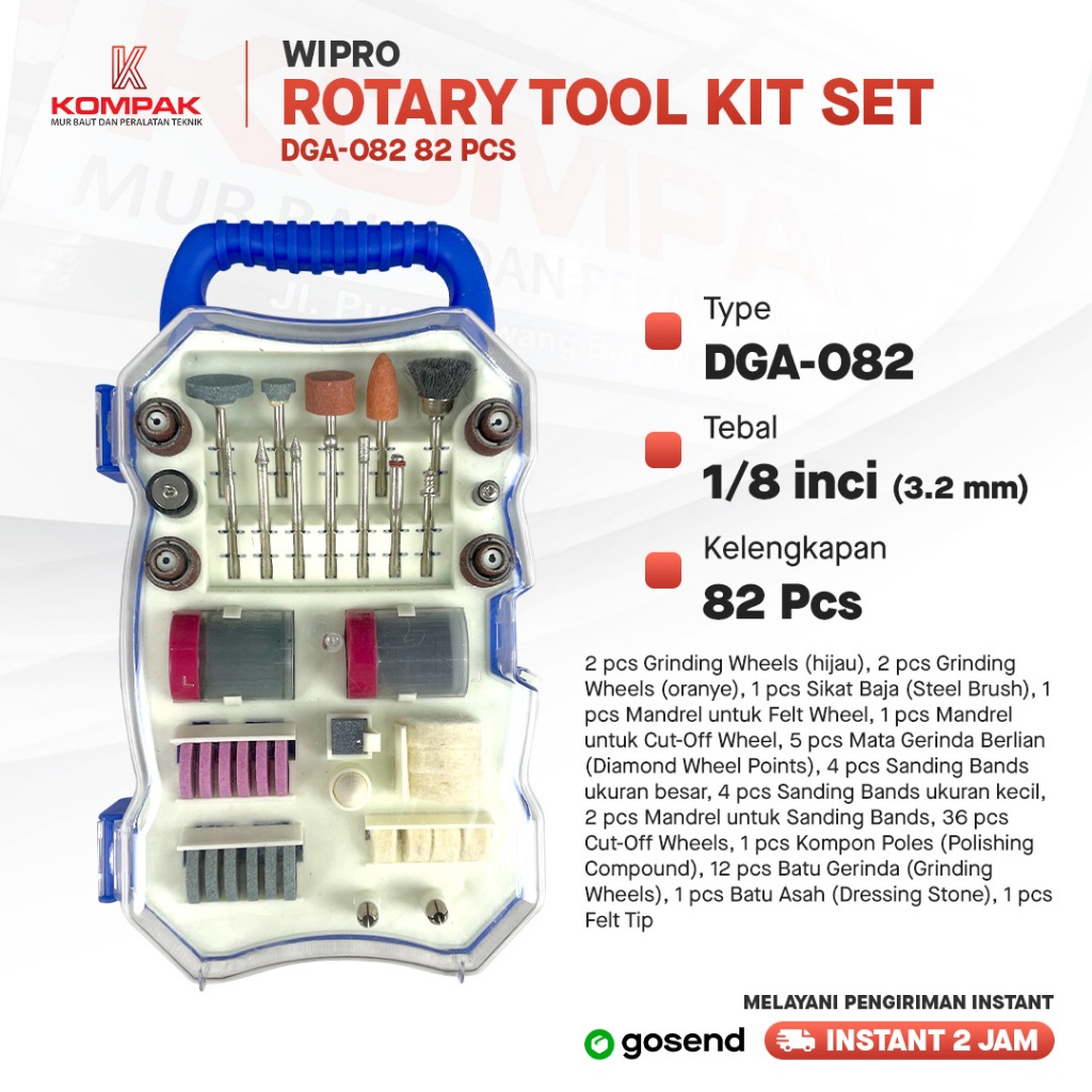 Rotary tool Kit set 82 pcs Wipro DGA 082
