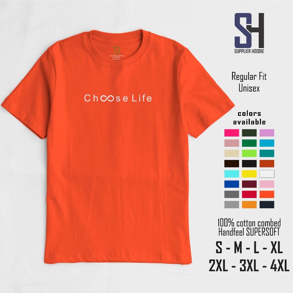 Kaos Pria Keren Murah Jumbo Kekinian Distro Dewasa Original Bandung Motif Choose Orange