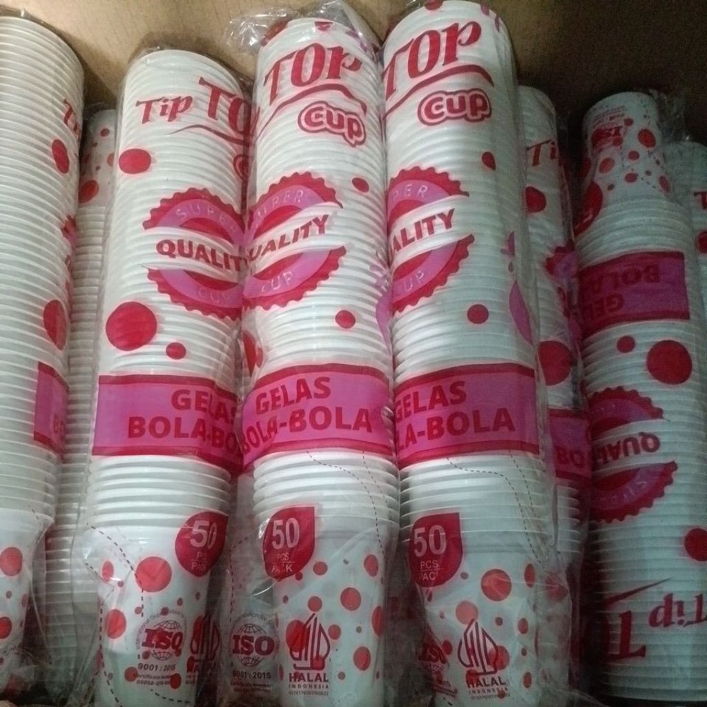 [50 PCS] GELAS PLASTIK | GELAS POLKADOT | GELAS BOLA BOLA | GELAS ES KRIM