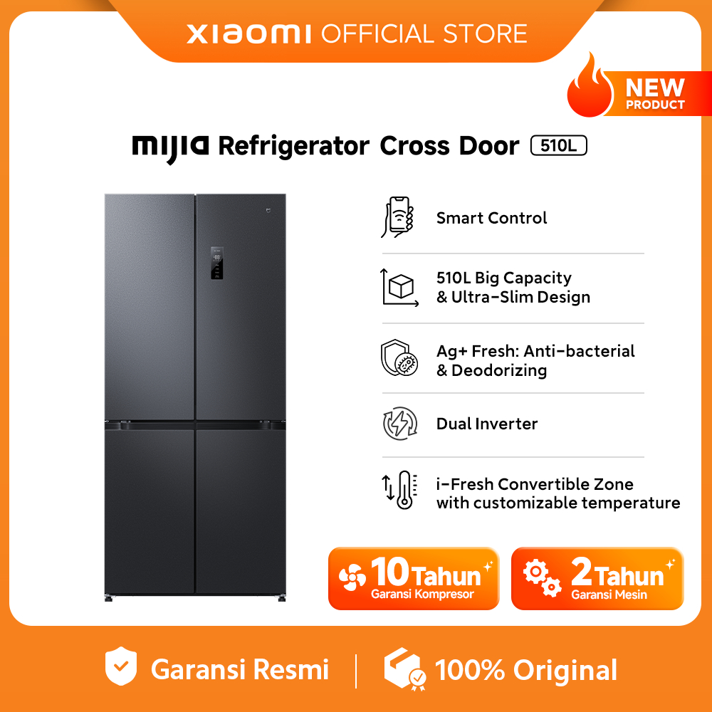 Xiaomi Mijia Refrigerator Cross Door 510L | Smart Control |  510L Big Capacity & Ultra-Slim Design |