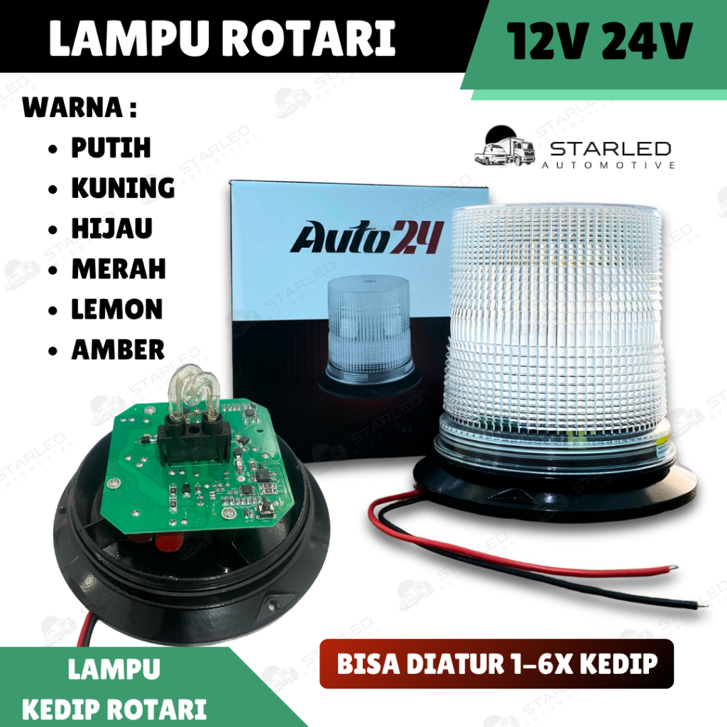 LAMPU ROTARI TRUK 6X KEDIP FLASH SERI HX XENON 12V - 48V LAMPU ROTARY BLITZ TRUCK
