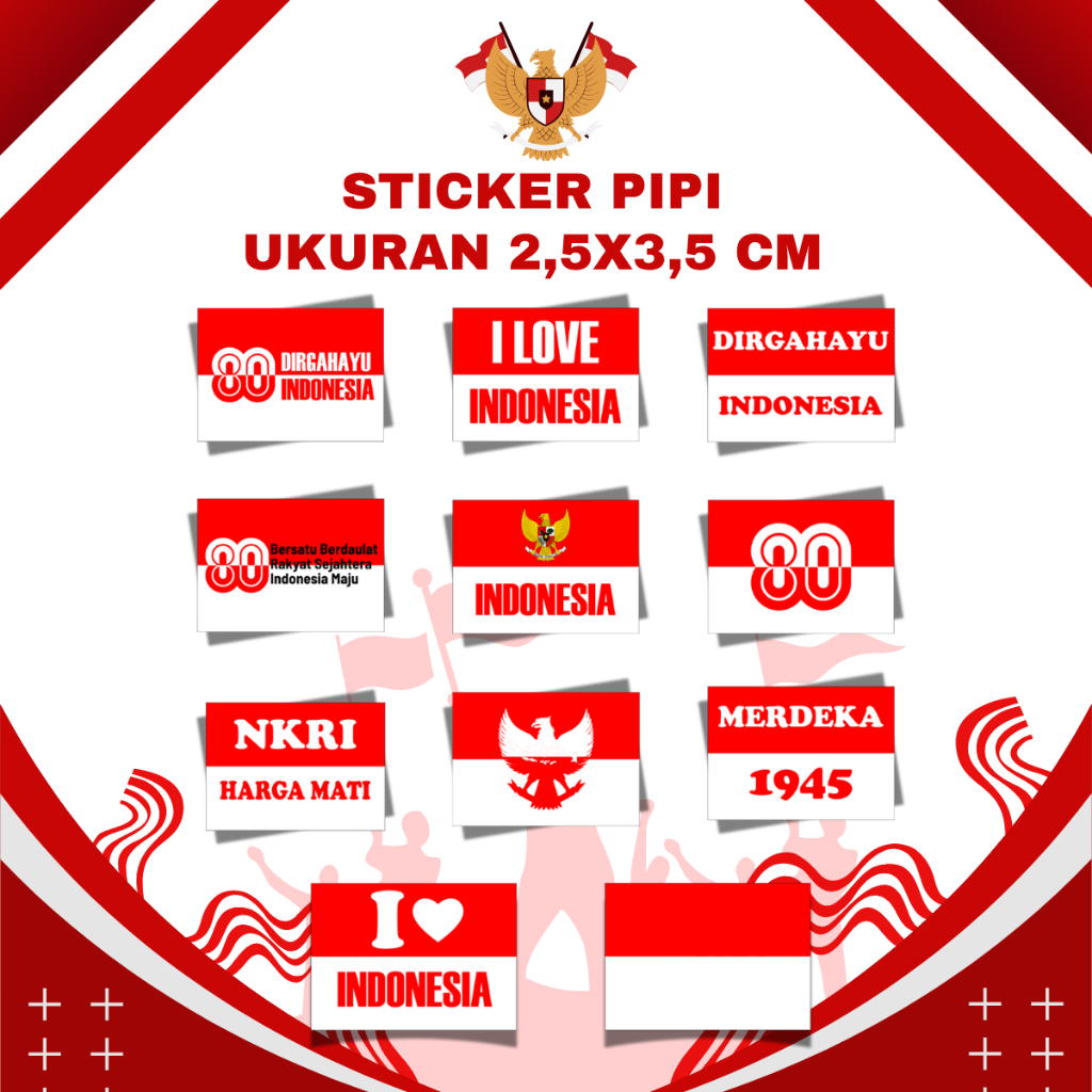 

stiker pipi merah putih hari kemerdekaan stiker wajah bendera indonesia untuk 17 agustus isi 50pcs stiker pipi tema hut ri siap tempel