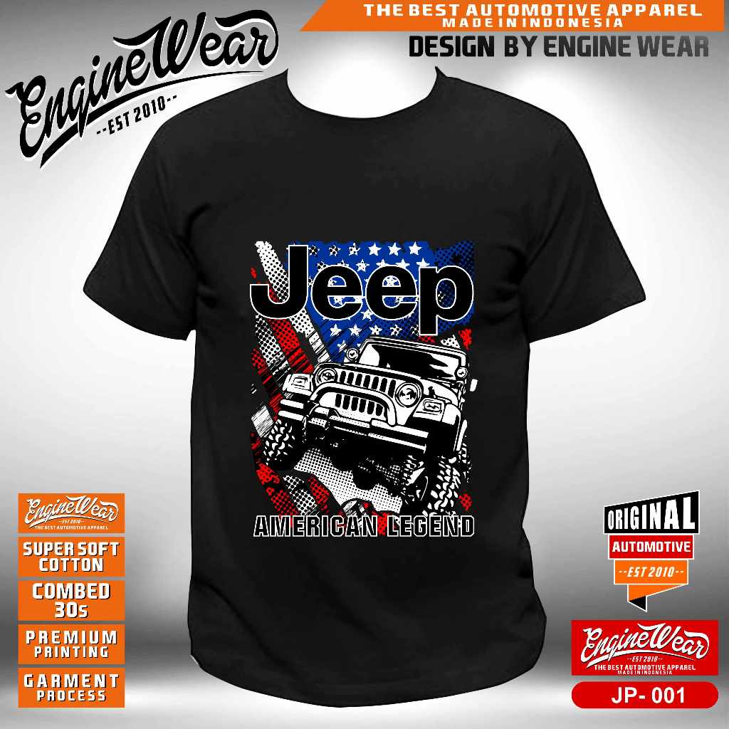 Kaos Jeep CJ7 rubicon JK Wrangler Land cruiser Offroad 4x4 4WD Hardtop Baju Tshirt Mobil otomotif  j