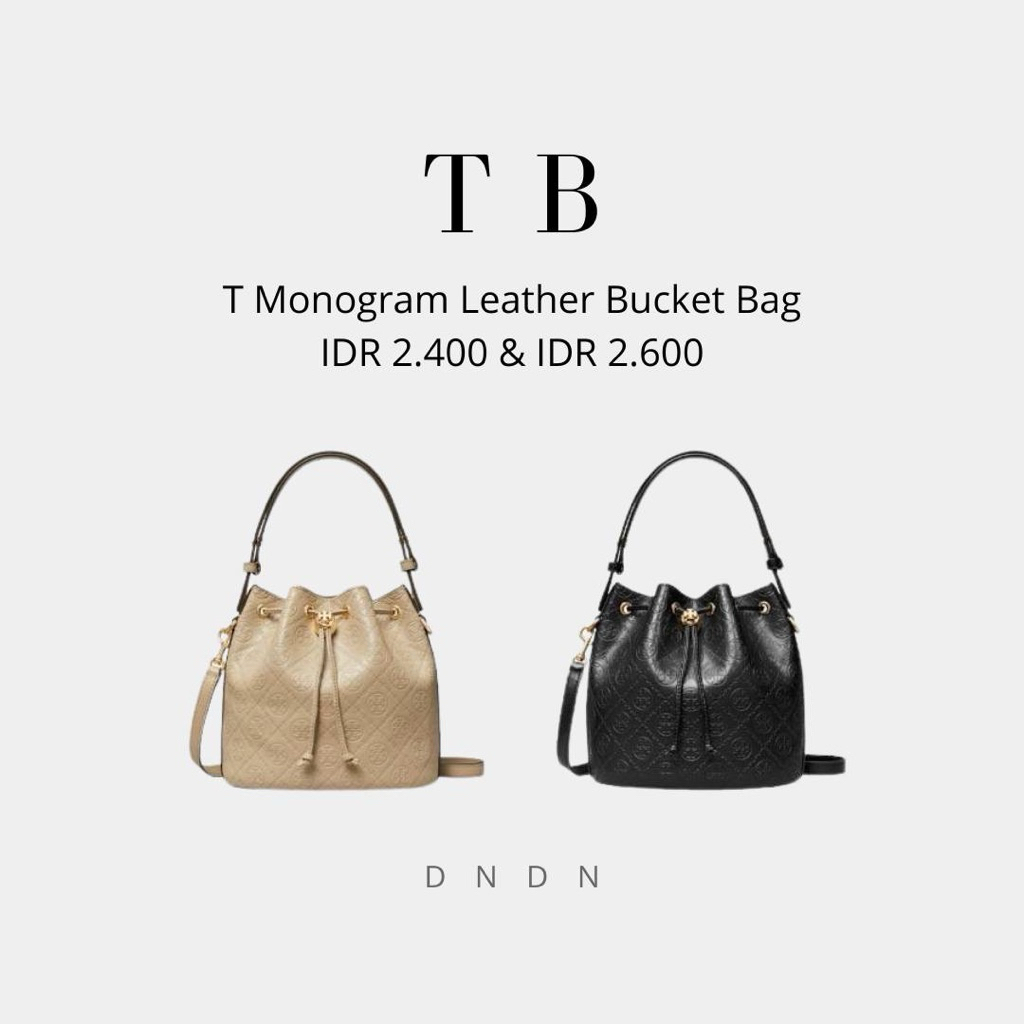 T Monogram Leather Bucket Bag
