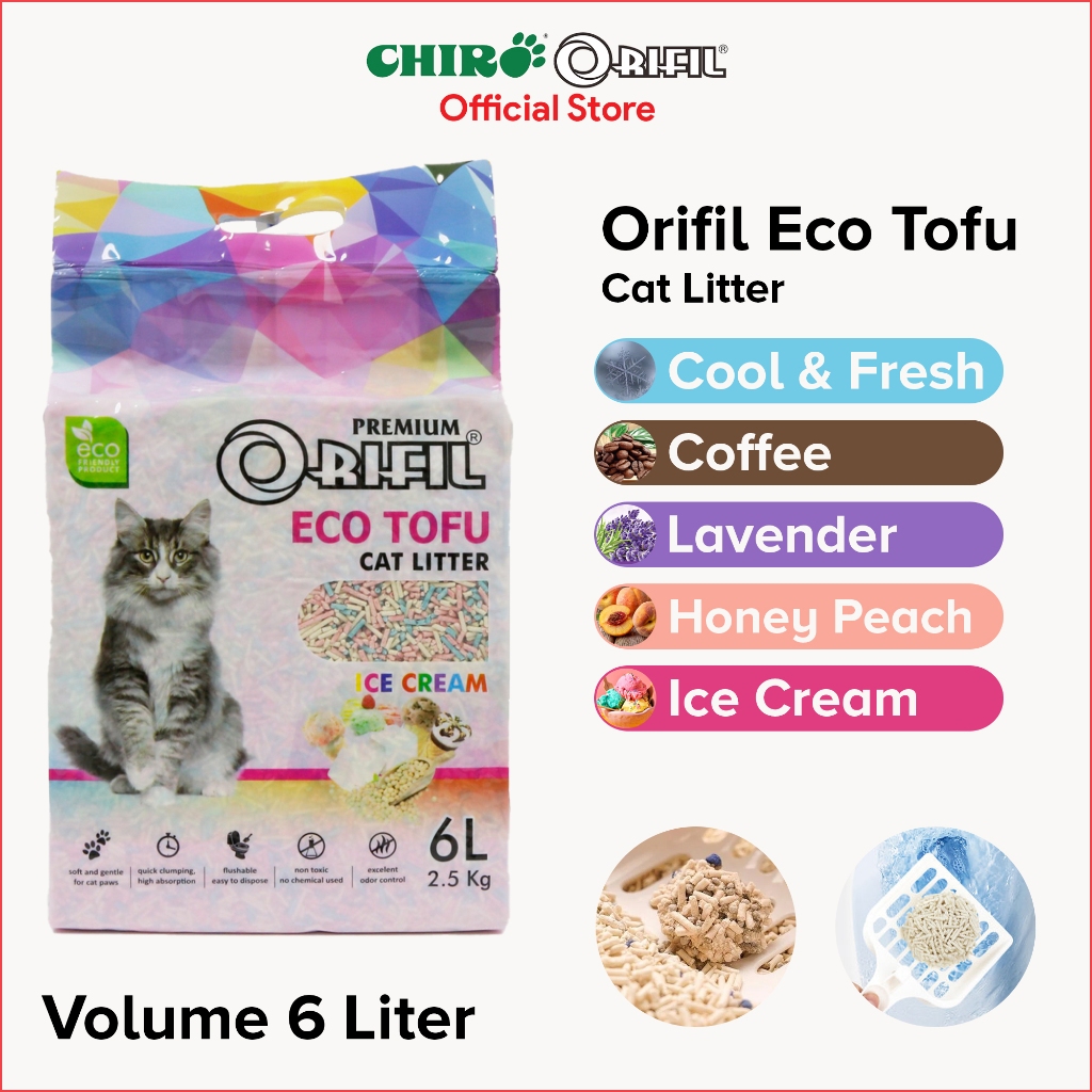 Orifil Eco Tofu Cat Litter 6L – Pasir Kucing Gumpal Kedelai