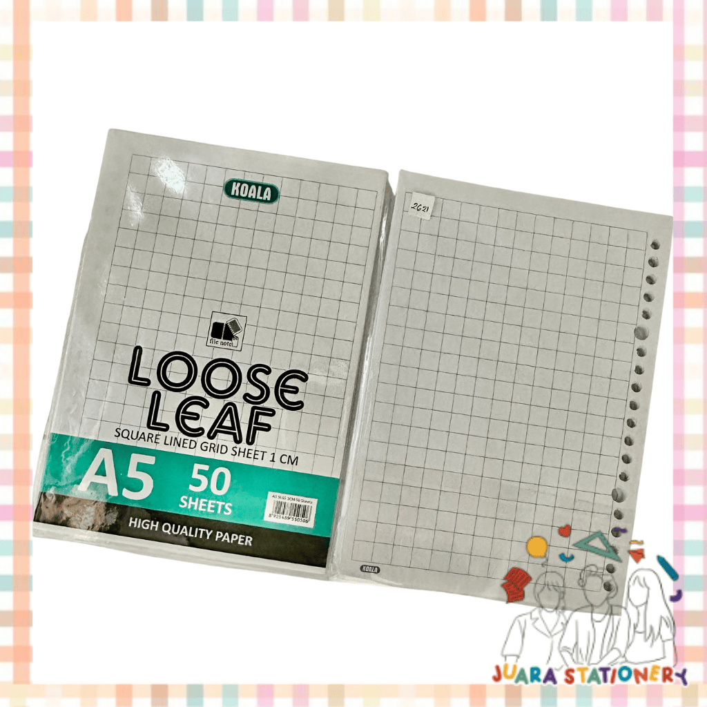 

(2620) Loose Leaf Koala A5 Kotak Sedang 50 lembar / Refill Binder Isi Loose Leaf Kotak Kecil