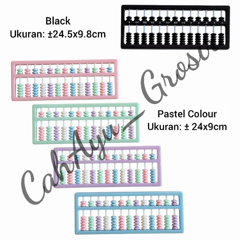 Sempoa Abacus Anak Warna-Warni / Hitam Putih Plastik