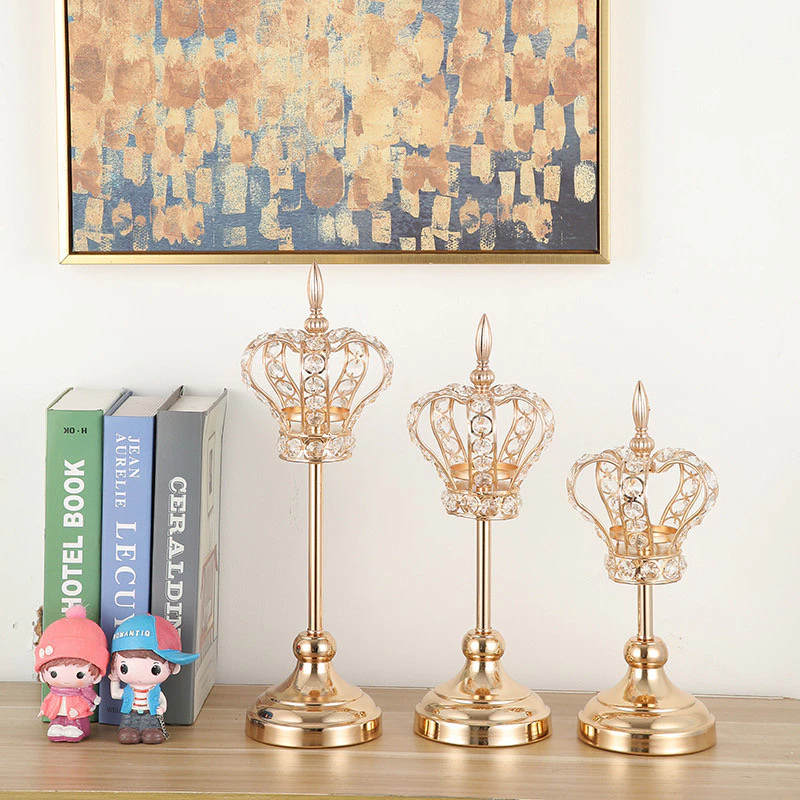 Ready Stock Tempat Lilin Kristal / 3 Tingkatan Tempat Lilin Kristal Emas / Tempat Lilin Kristal Mahk