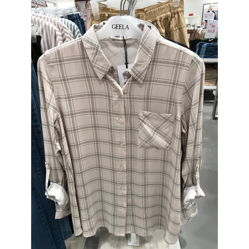 Geela kemeja wanita kotak-kotak starina size S-2XL