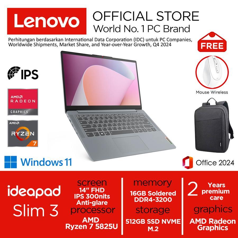 Lenovo Ideapad Slim 3 Ryzen 7 5825U 512GB SSD 16GB FHD IPS Win11+OHS