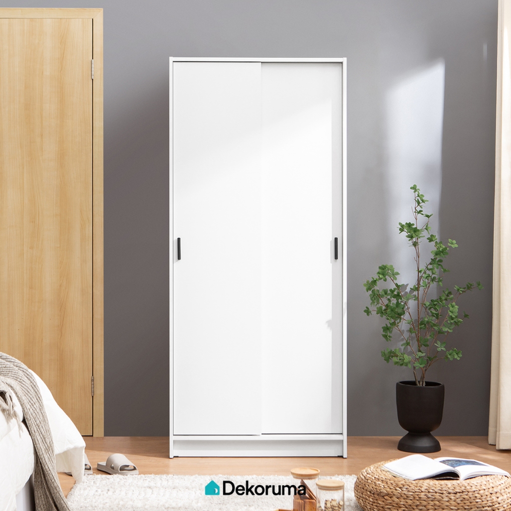 Dekoruma RITZU Lemari Pakaian Sliding 80cm / Wardrobe - Putih