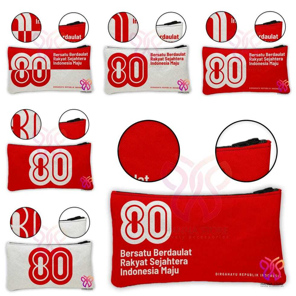 

Dompet Pouch Kecil Tempat Pensil HUT RI 80 Souvenir Hadiah Agustusan 17 2025
