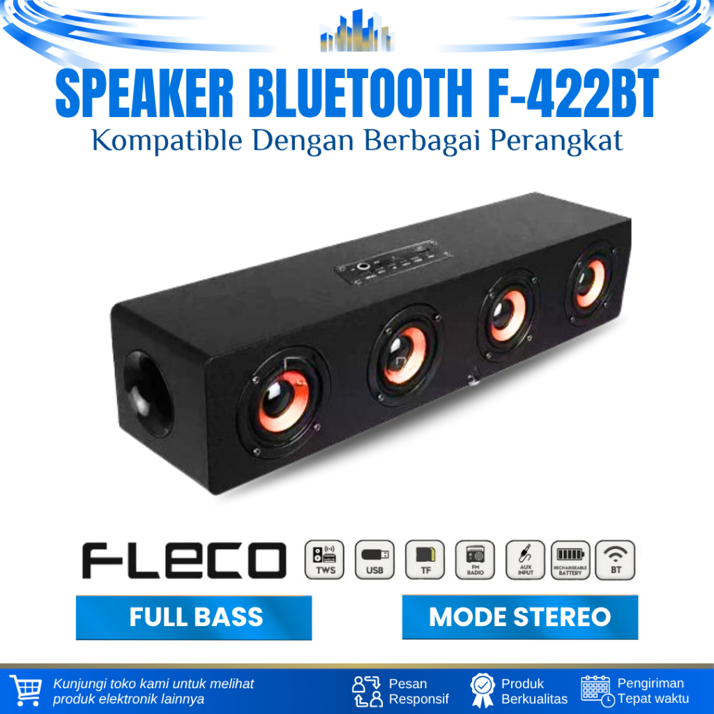 SPEAKER BLUETOOTH SUPER BASS FLECO F-422BT WIRELESS SPEAKER SOUNDBAR TV KOMPUTER SPEAKER PORTABLE
