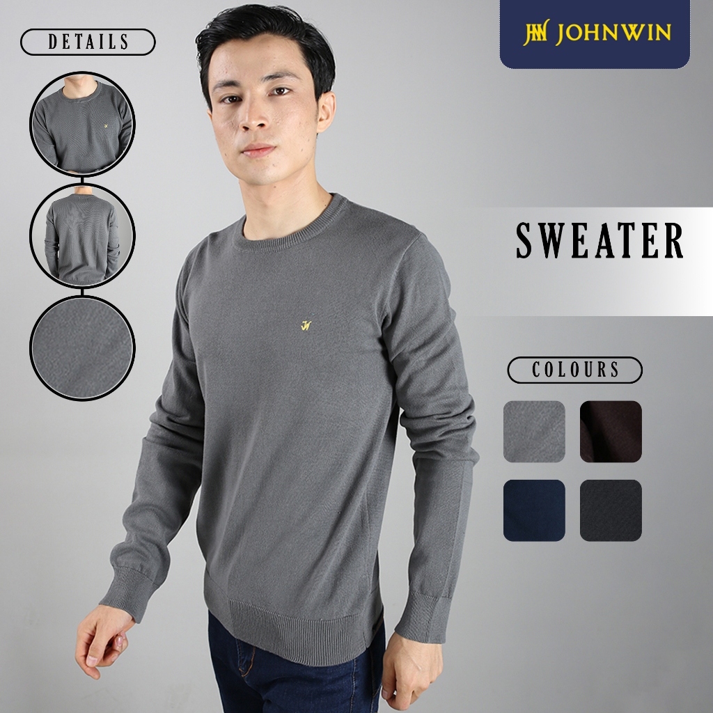 Johnwin - Sweater Pria - Motif Polos - Abu - ASW.660.D047.001.C-L/S