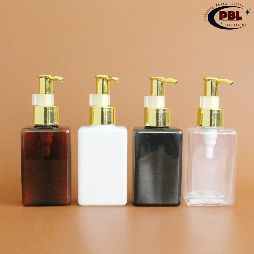 Botol Kotak 100ml Varian Warna / Botol Pump Clip Oil 100ml - Tutup Pump Clip Oil Alumunium Neck 24 G