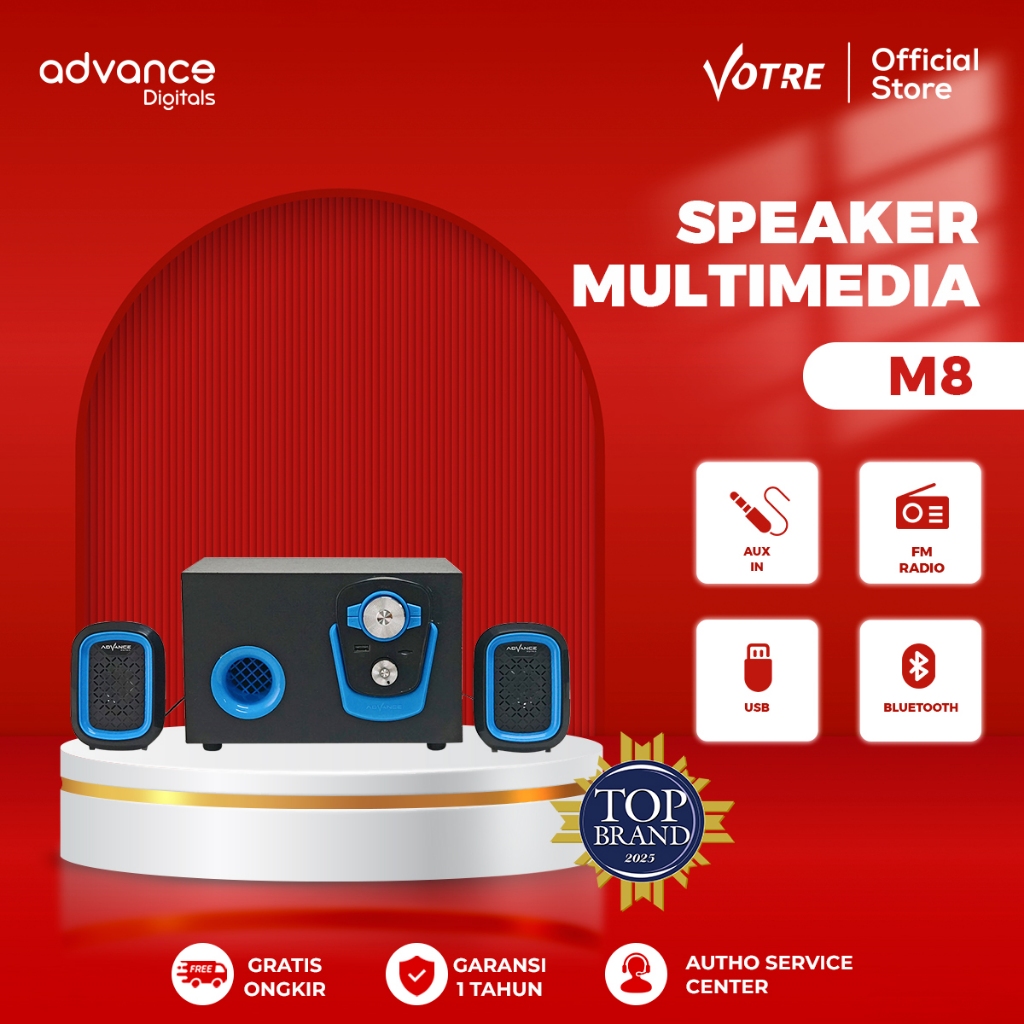 Advance Speaker Bluetooth M8 Bass Subwoofer Speaker Aktif HP Laptop PC Computer Speaker