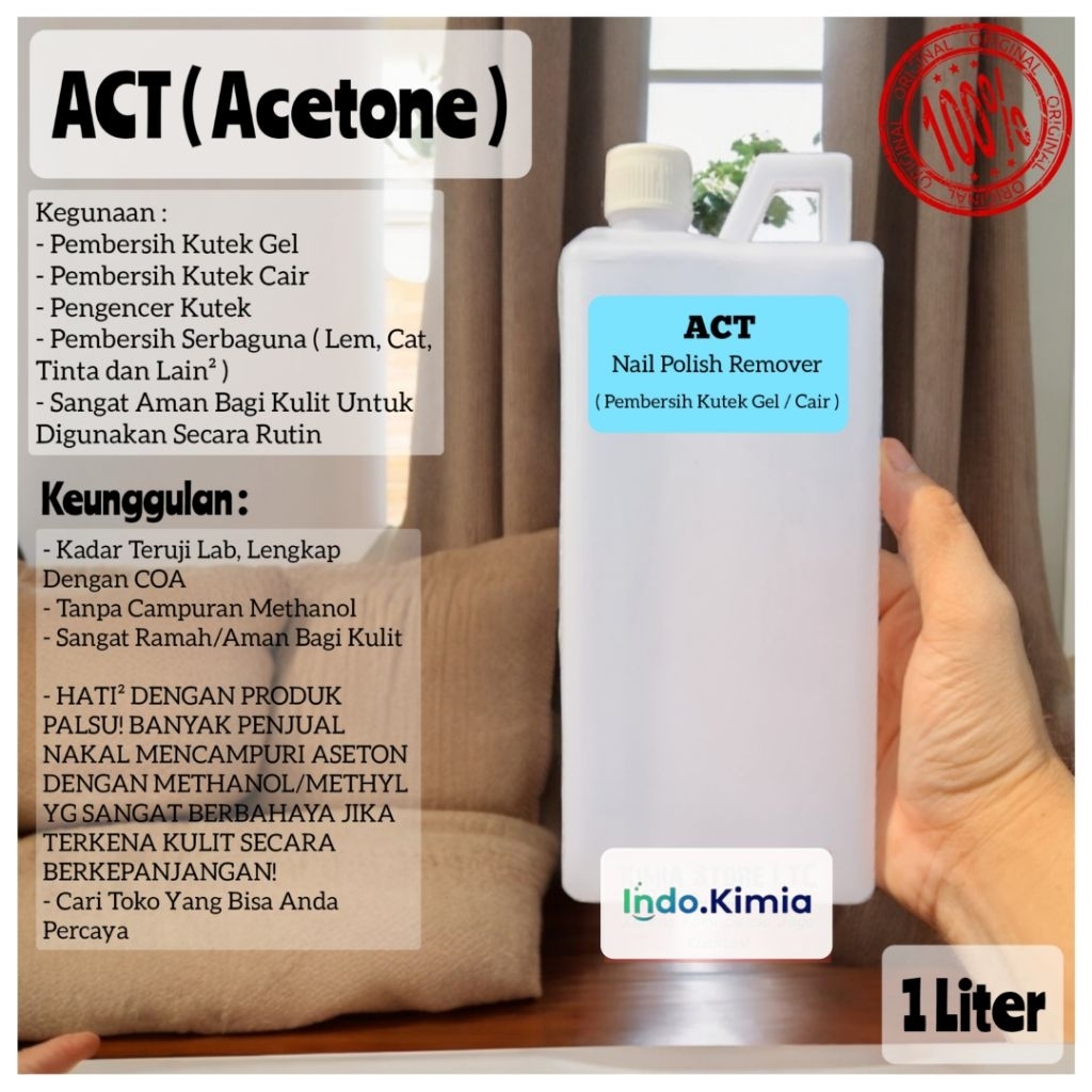 ACETONE 1LITER / ASETON 1LITER/ PEMBERSIH Cat Kuku / Kutek ( Nail Polish Remover )