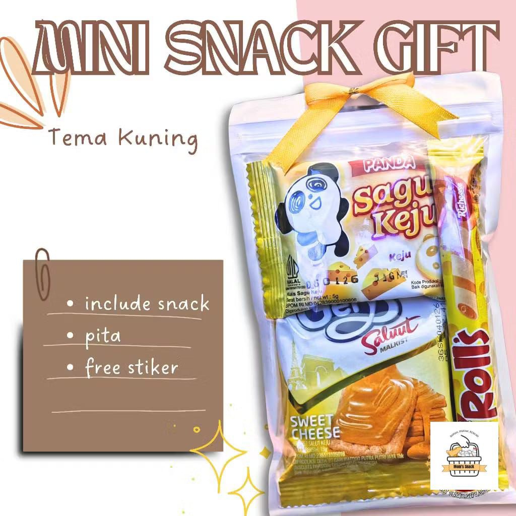 

Ready stok - mini gift Snack tema kuning / mini gift/ hampers Snack/ snack ultah / freebie Snack