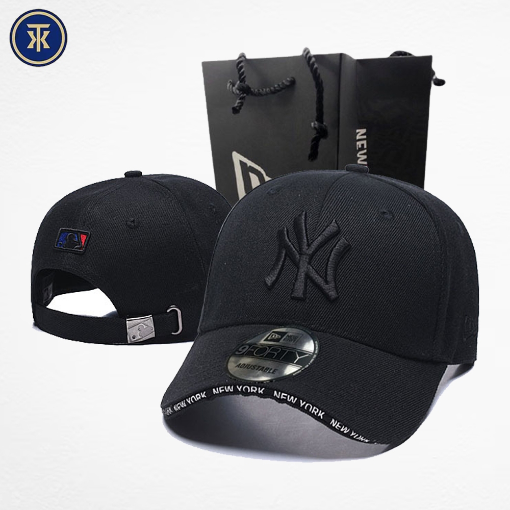 Topi Baseball NY Yankee Full Black Visor List New York Pria Wanita