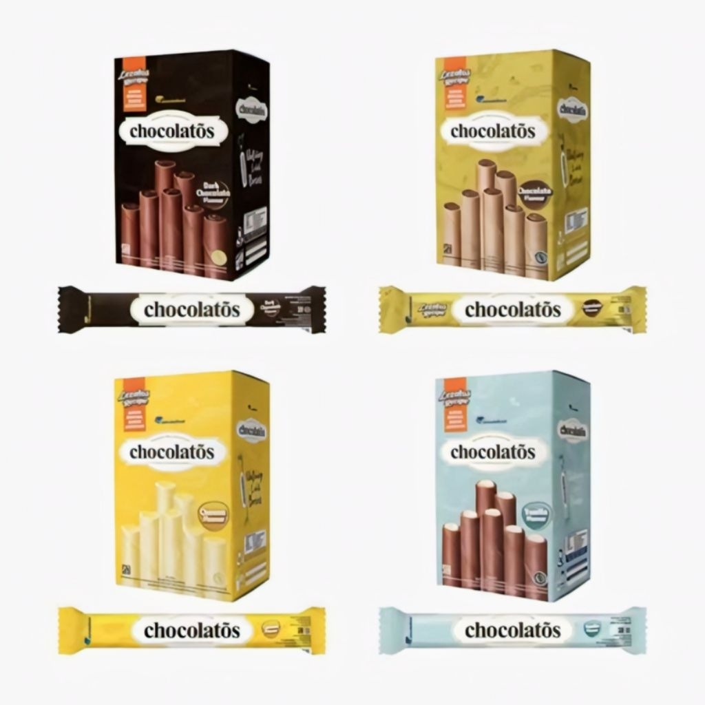 

Chocolatos Long Stick Wafer Roll isi 24 Pcs Per Kotak