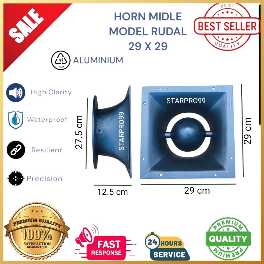 Horn middle model rudal untuk speaker 10 inch diral aluminium