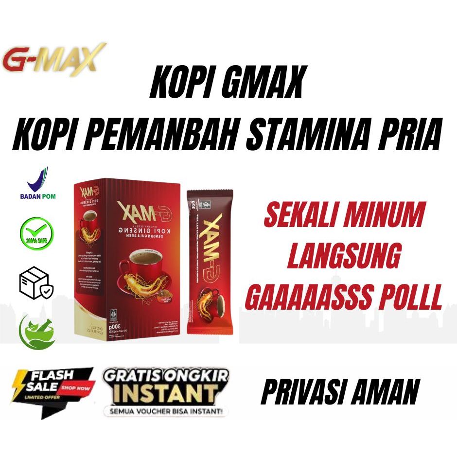 

gmax kopi penambah stamina pria kopi gingseng penambah stamina pria tahan lama 1 box isi 10 sachet halal
