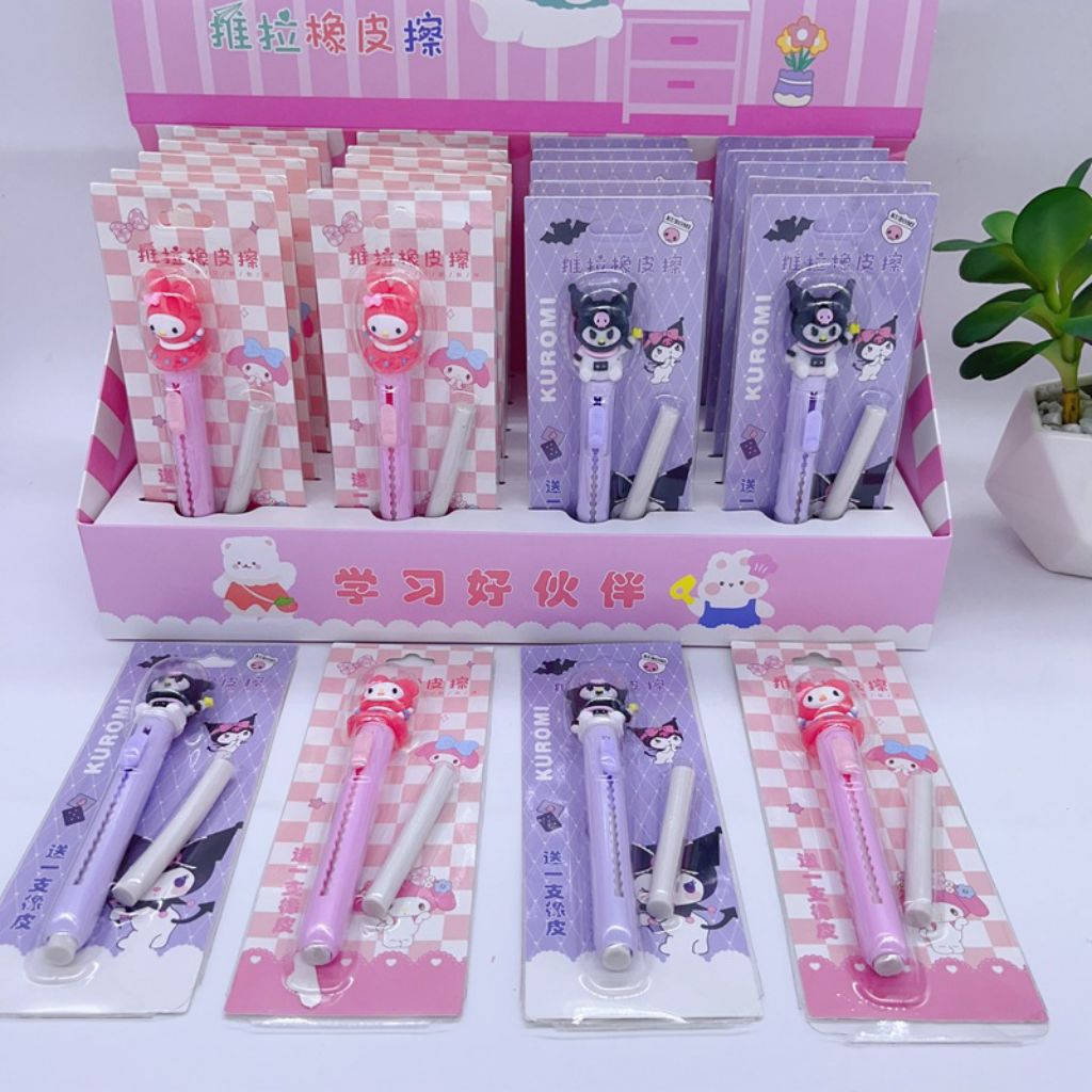 

ATK.SUKSES COD Penghapus Mekanik Stik Plus Refill Motif Sanrio / Penghapus Karet Stik