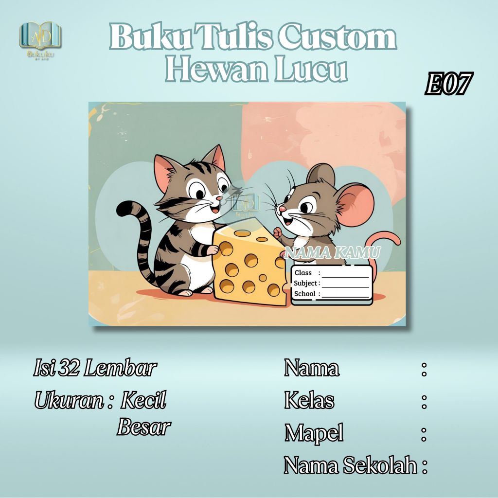 

Buku Tulis Custom Hewan lucu
