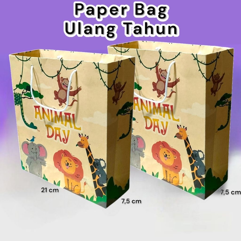

Paper Bag Animal Day Isi 12 pcs (Bisa custom gambar/nama toko)