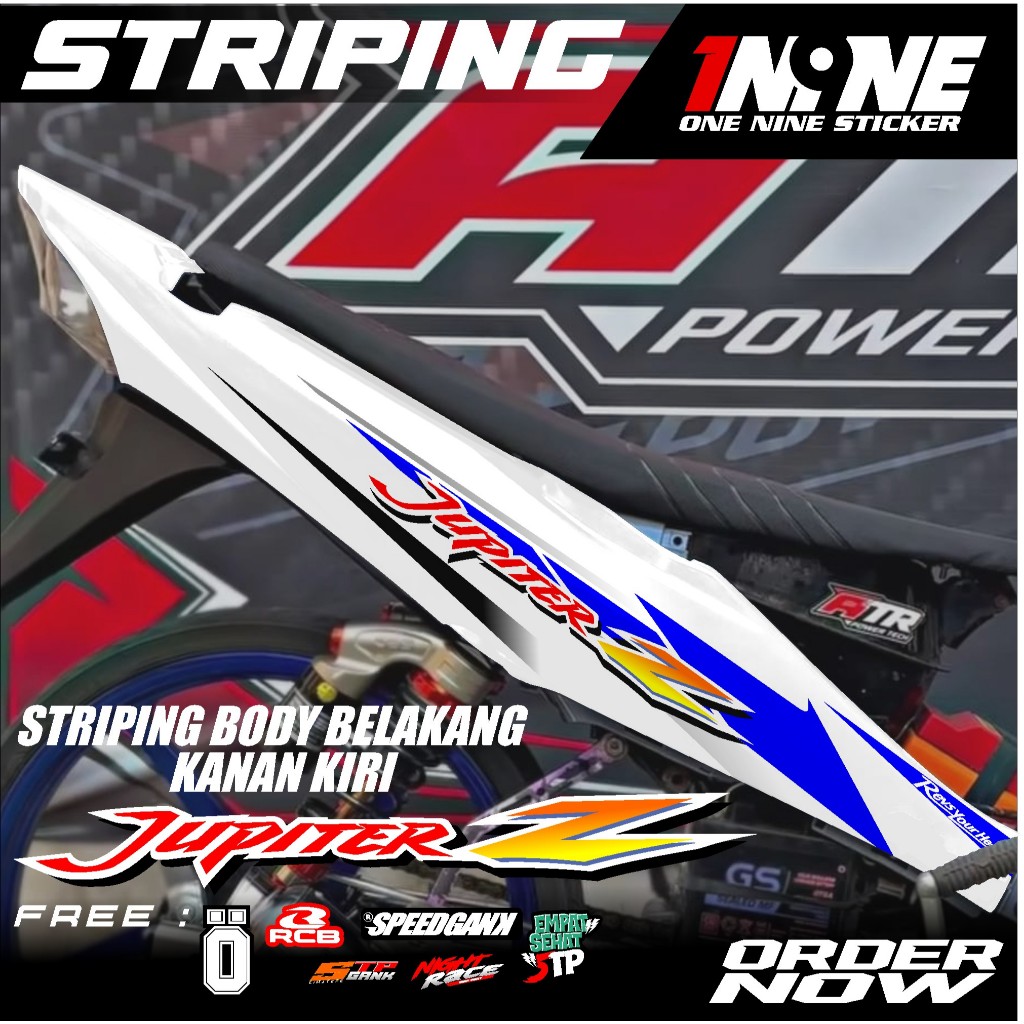 (SUDAH CUTTING) Striping Jupiter Z Burhan Variasi Motor Lis Body Belakang - Sticker Striping Yamaha 