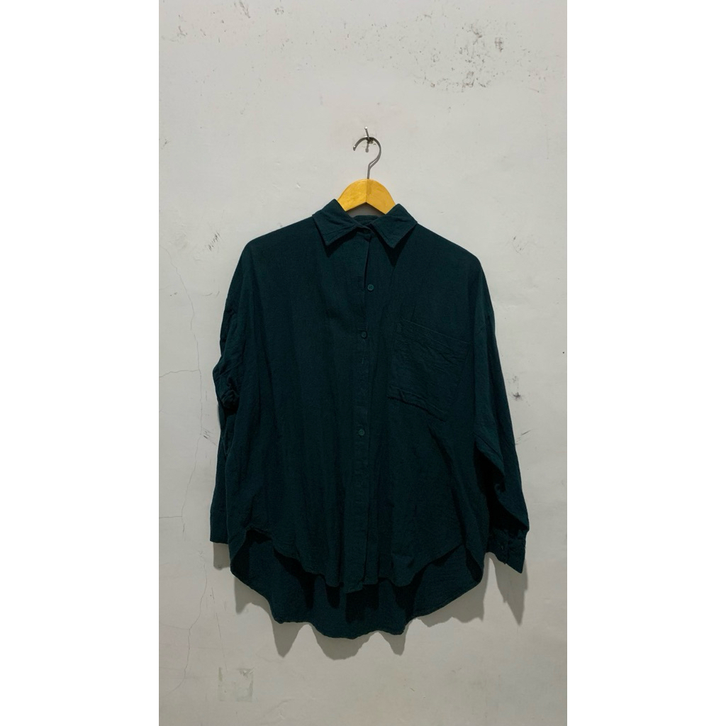PRELOVED ATASAN KEMEJA HIJAU BOTOL