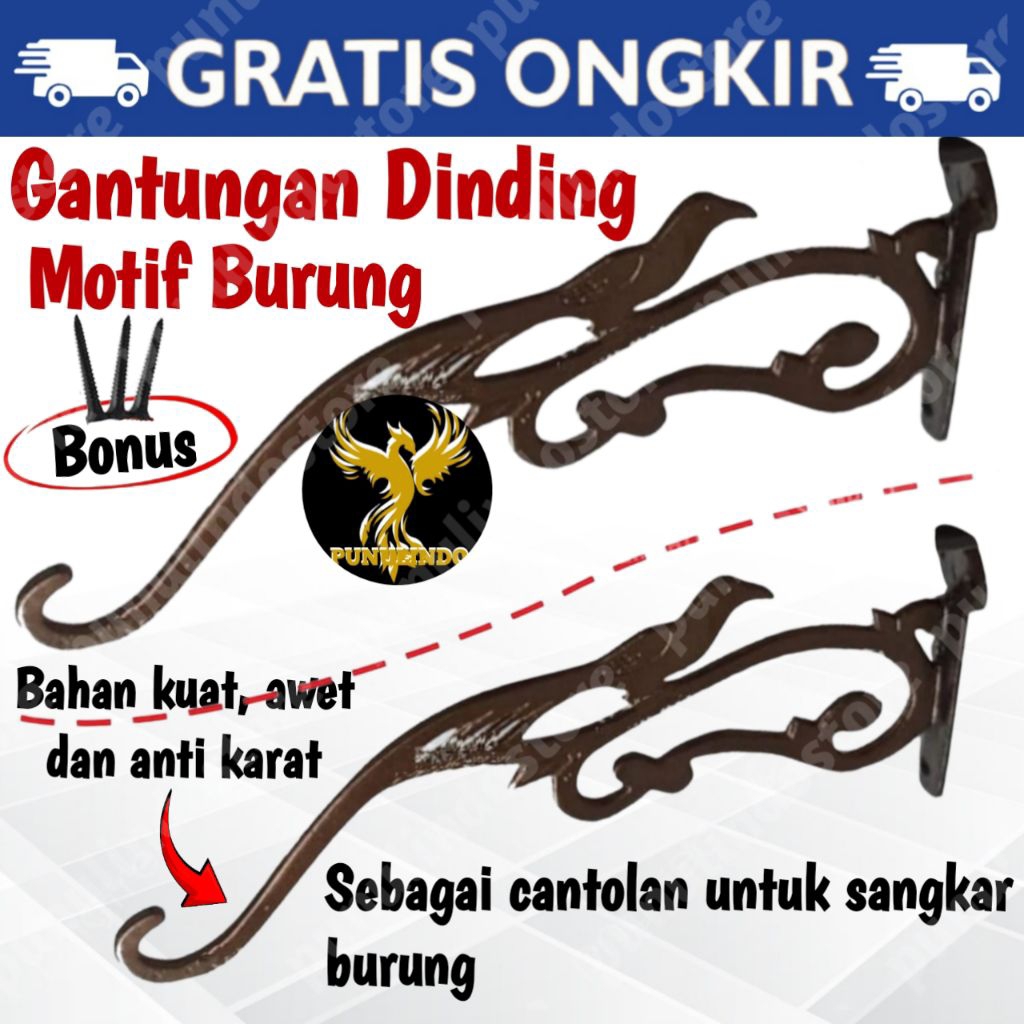 Gantungan Tempel Dinding Tembok Motif Burung Gantungan Sangkar Burung Rak Pot