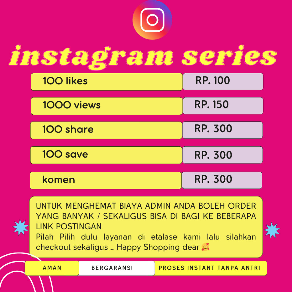 Instagram Series | Views instagram Like instagram Komen Ig Save Share ig Murah Bergaransi