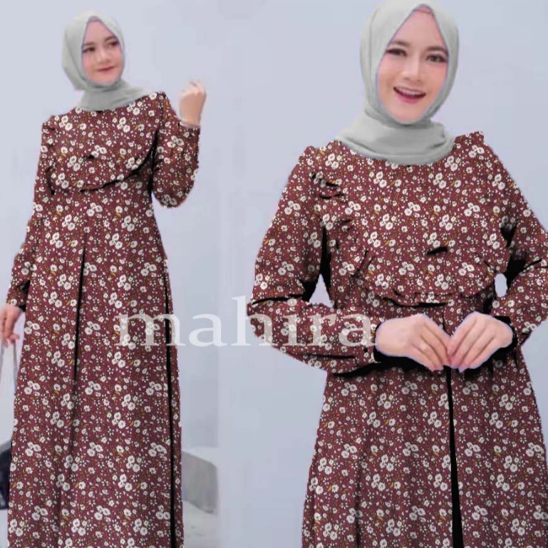 Raya Series Gamis MAHIRA Muslim Syari Resleting Depan Lengan Panjang Wanita Jumbo Remaja Dewasa