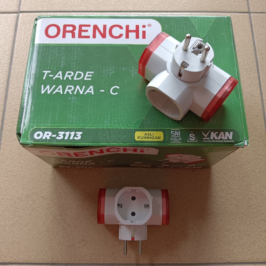 STEKER T ARDE CABANG 3 TANPA SAKLAR / DENGAN SAKLAR / COK CABANG 3 LISTRIK
