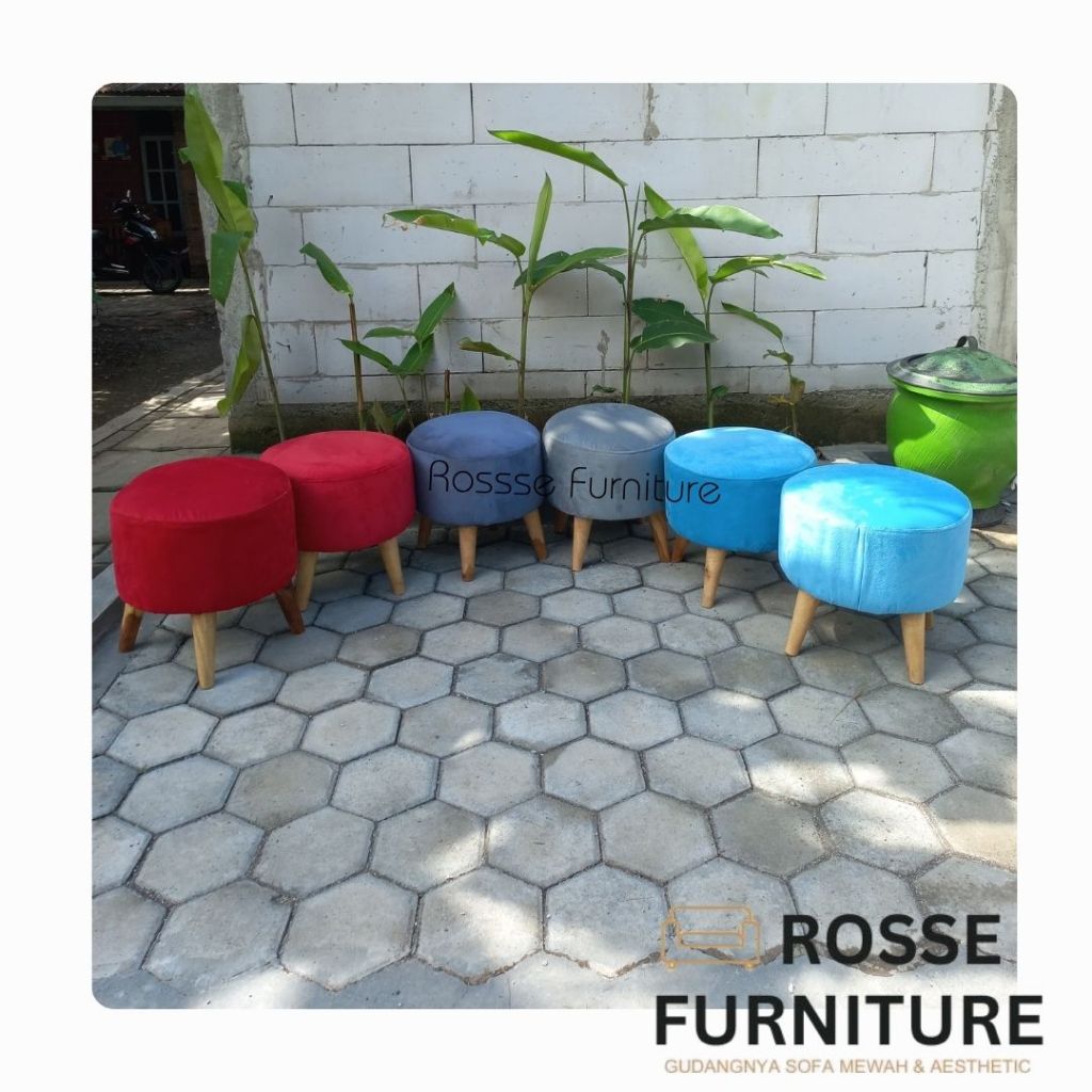 Stool Bulat Kaki kayu | stool Bench | Sofa Stool | Puff | Bench Stool | Furniture