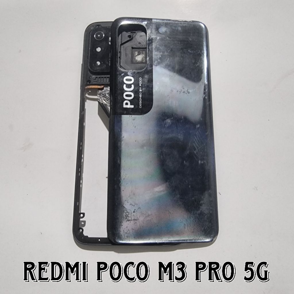 SIDIK JARI FINGERPRINT TULANG TENGAH KACA KAMERA REDMI POCO M3 PRO 5G ORI COPOTAN NORMAL BONUS BACKD