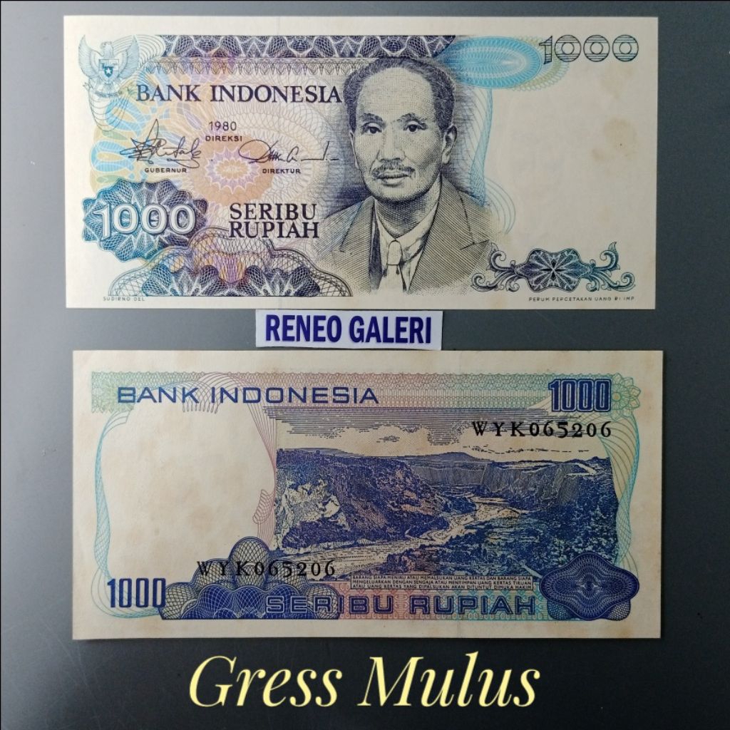 Mulus asli Rp 1000 Rupiah Tahun 1980 Dr sutomo Soetomo uang kertas Kuno original