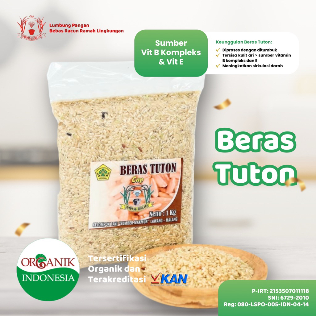 

Beras Tuton Organik Cap Lumpang Berlian Vakum 1 kg