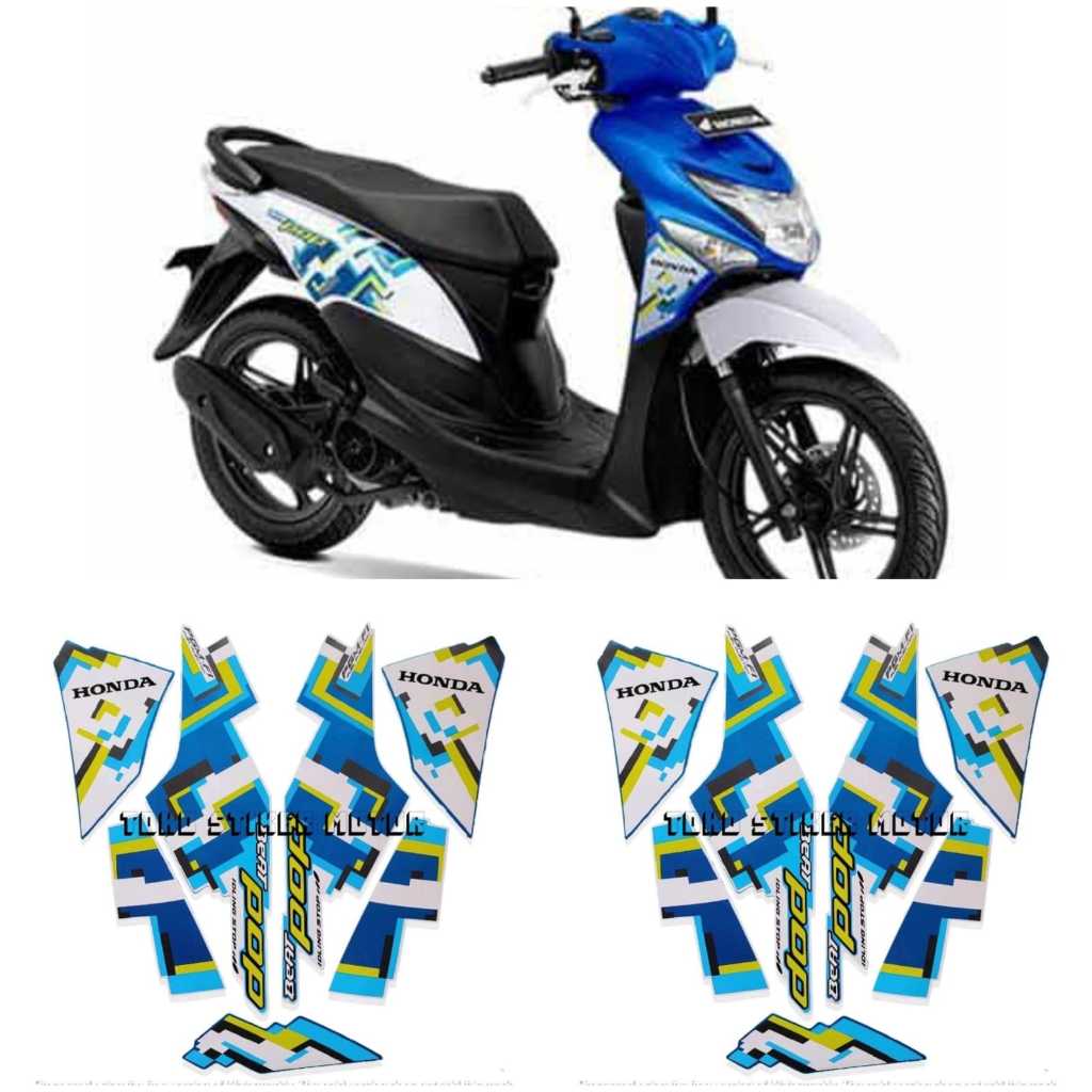 STIKER STRIPING LIS POLET BODY MOTOR HONDA BEAT POP 2017 PUTIH BIRU
