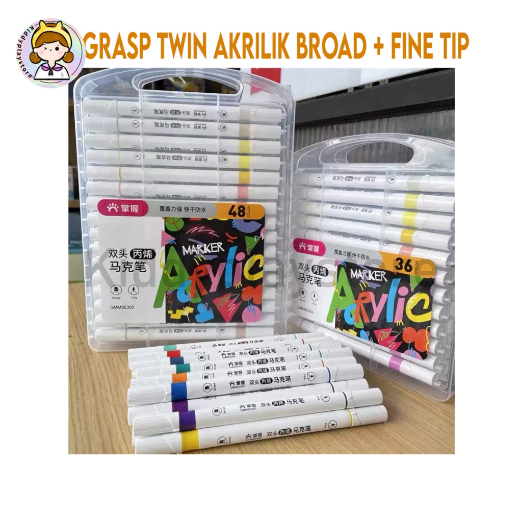 

Grasp Acrylic Marker GMM92305 - Dual Tip Broad + Fine 12 Warna