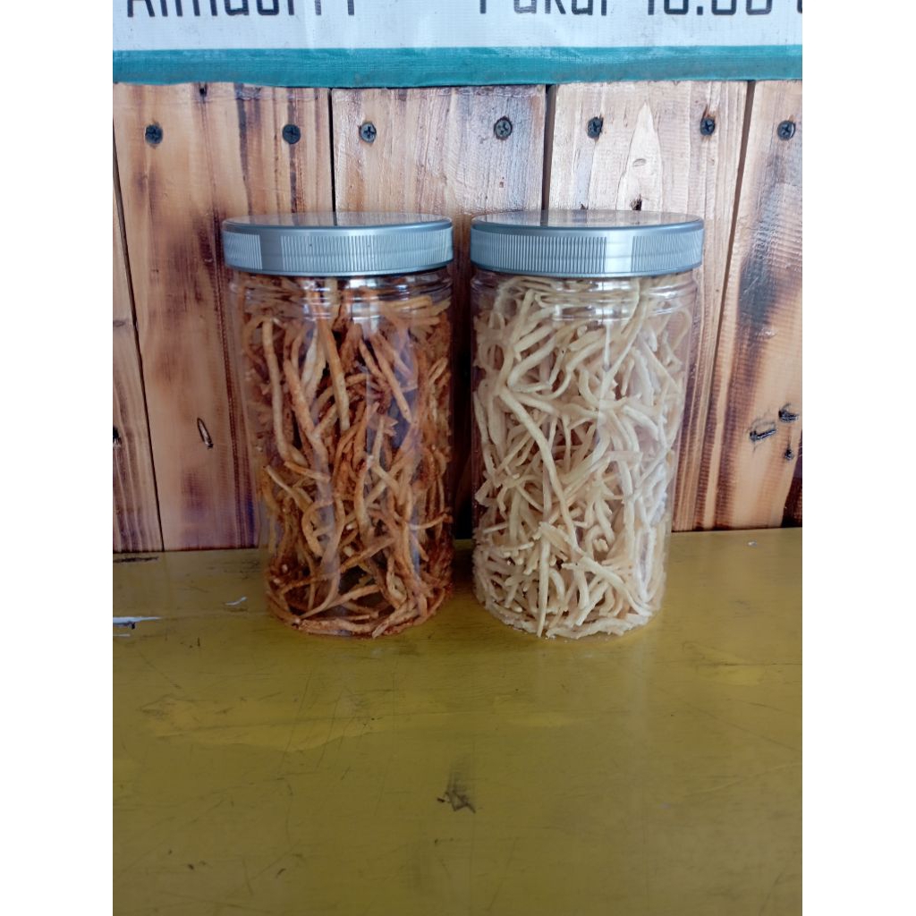 

stik mie kemasan toples 1000ml pedas dan original bumbu tabur bisa cod jajanan jaman dulu