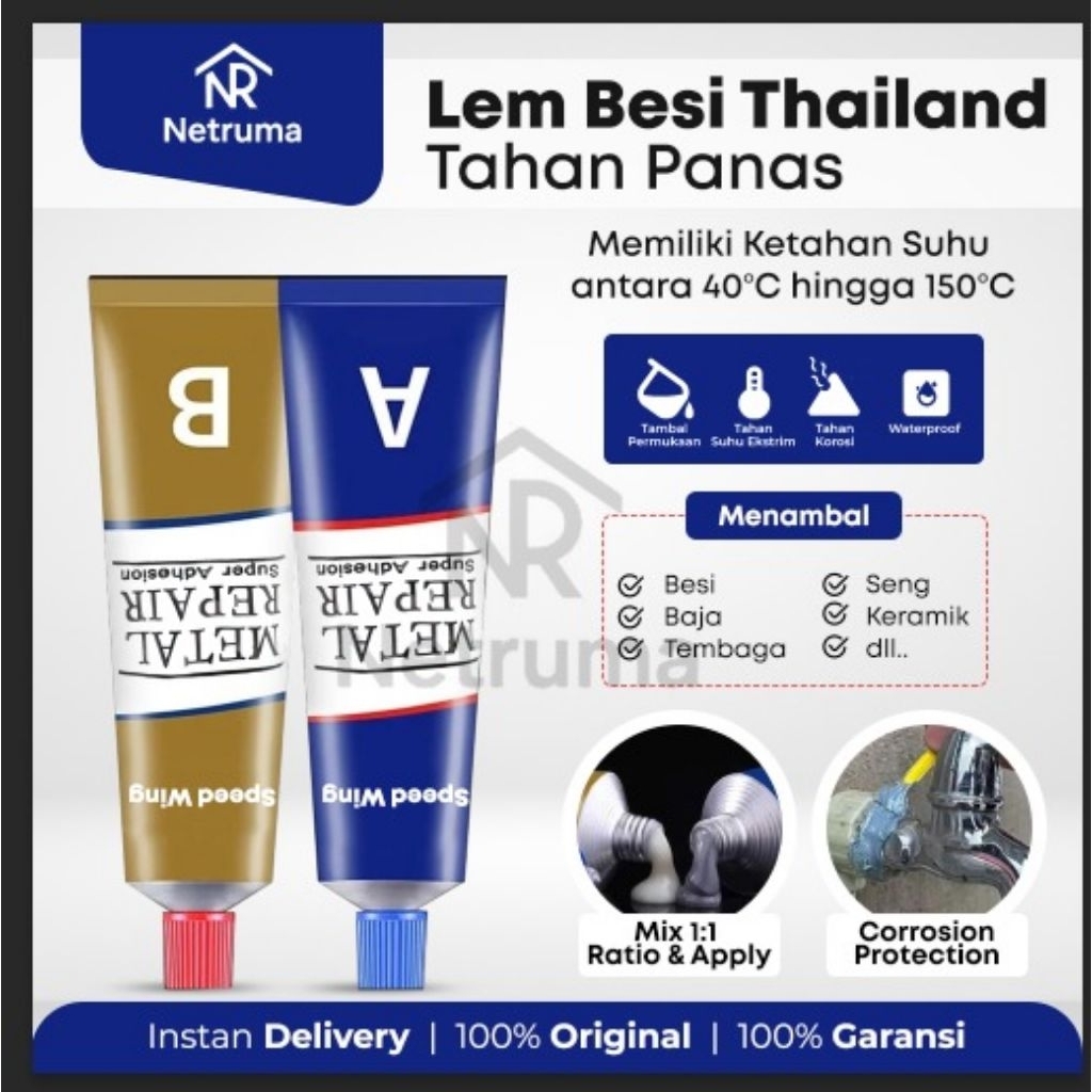 Lem Besi Super Kuat Tahan Panas Lem Serbaguna Lem AB Epoxy Kuat Penambal Besi  Knalpot Steel metal R