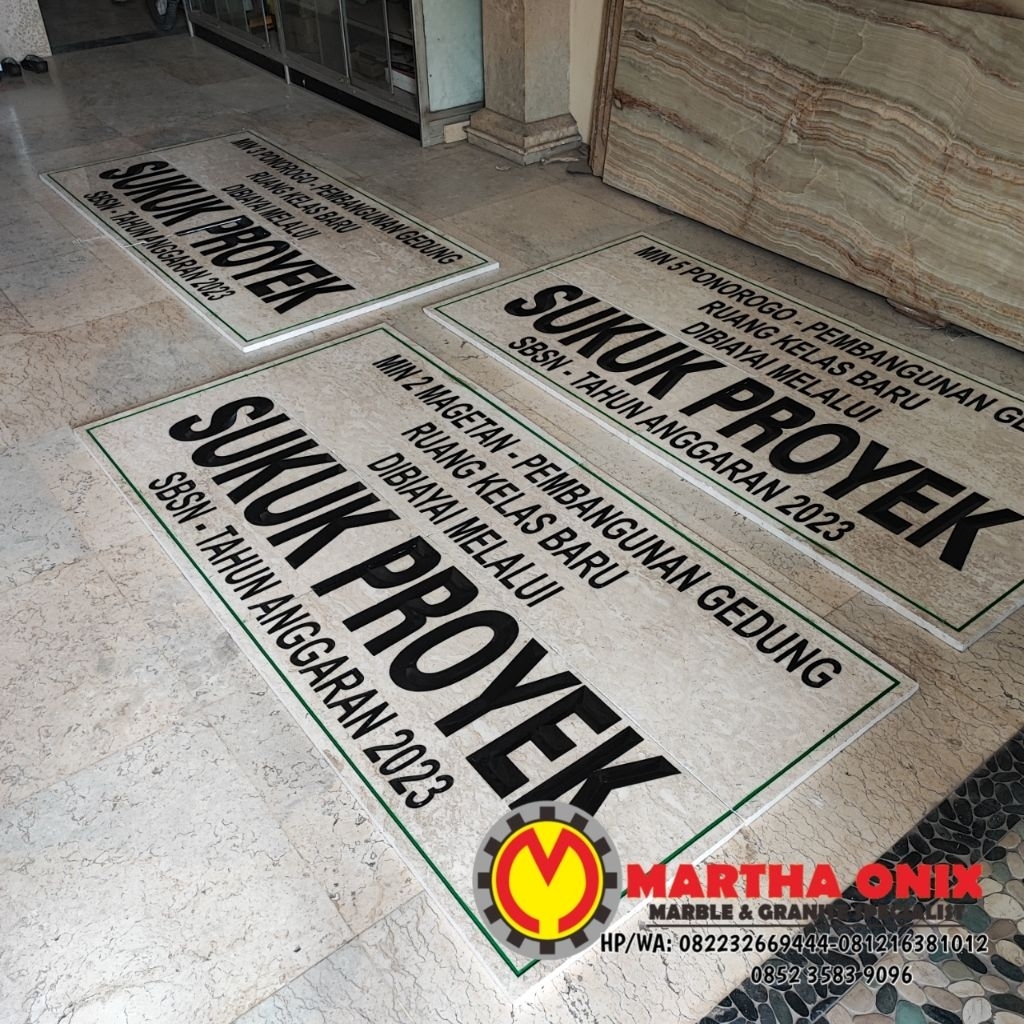 

Papan Nama Marmer Putih 100x200 cm Pahatan Untuk Instansi Prasasti & Proyek