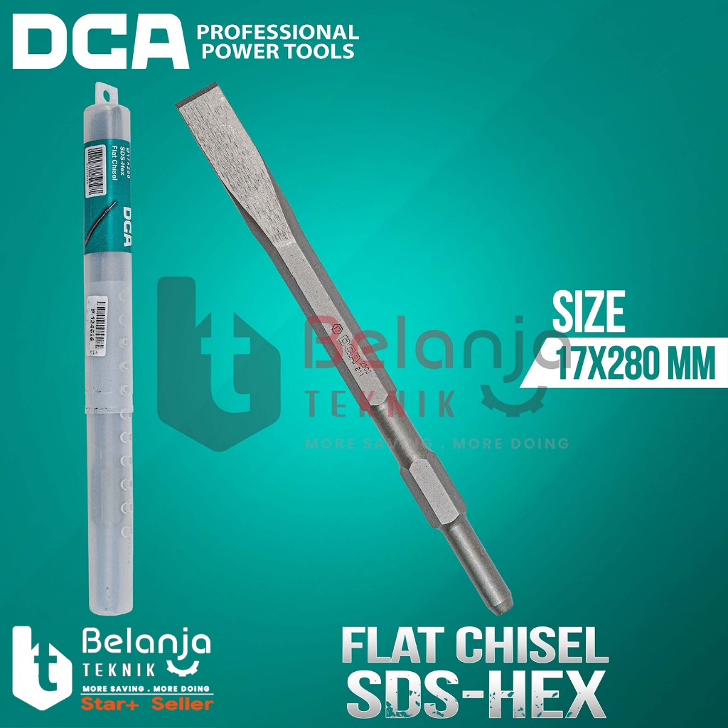 Flat Chisel SDS Hex 17x280mm DCA Mata Bobok Chisel Lancip SDS Hex 17 x 280 MM