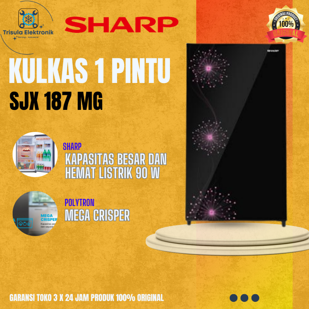 SHARP KULKAS 1 PINTU SJX187MG 150 LITER HEMAT LISTRIK  90 WATT